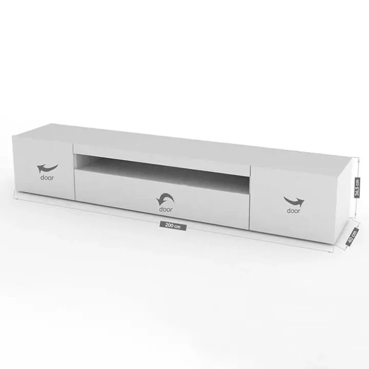 Mobile porta TV 200x37h cm soggiorno bianco laccato lucido Light Big Gihome®