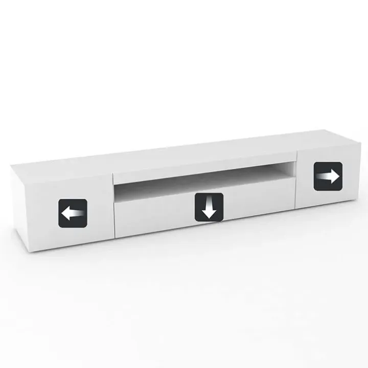 Mobile porta TV 200x37h cm soggiorno bianco laccato lucido Light Big Gihome®