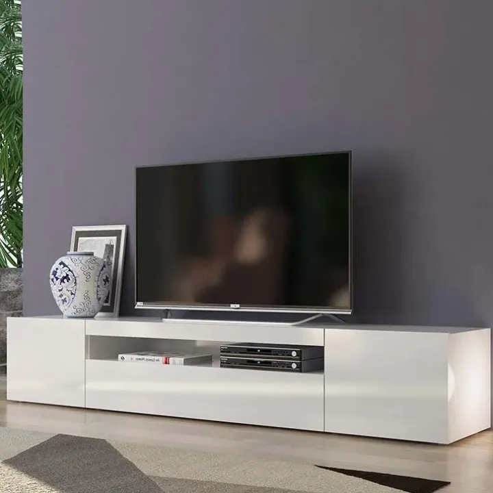 Mobile porta TV 200x37h cm soggiorno bianco laccato lucido Light Big Gihome®