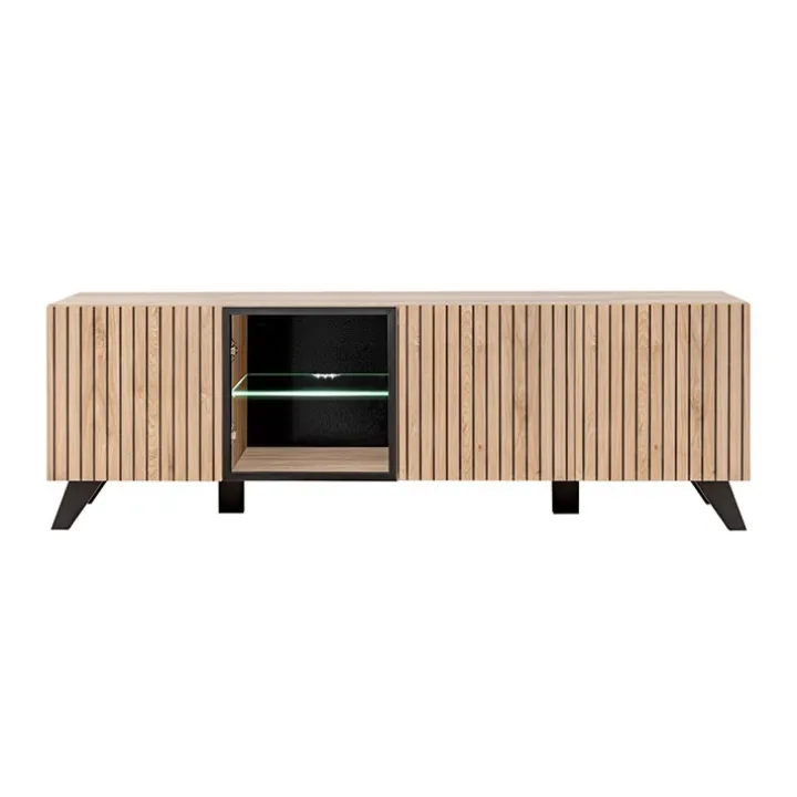 Mobile porta TV 160x52h cm soggiorno noce con stampa nera Mendes
