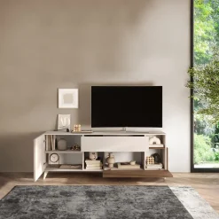 Mobile porta TV 181x67h cm soggiorno beige rovere scuro Witty