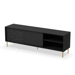 Mobile porta TV 180x58h cm soggiorno nero oro Osaka