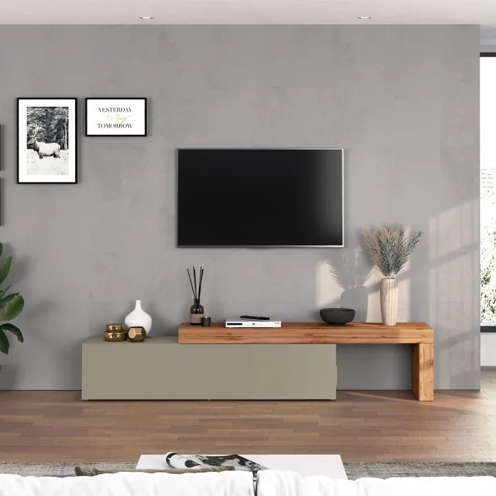 Mobile porta tv 230x51h cm tortora rovere Block