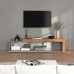 Mobile porta tv 230x51h cm tortora rovere Block