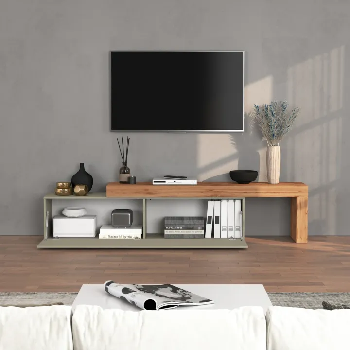 Mobile porta tv 230x51h cm tortora rovere Block
