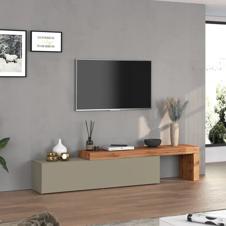 Mobile porta tv 230x51h cm tortora rovere Block