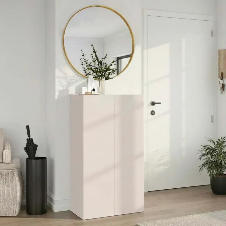 Mobile scarpiera multiuso ingresso 63x114h cm 2 ante beige cashmere top rovere scuro Mercor
