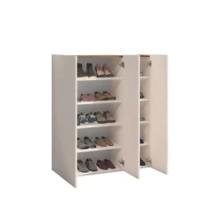 Mobile scarpiera multiuso ingresso 94x114h cm 3 ante beige cashmere top rovere scuro Mercor