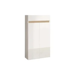 Mobile scarpiera multiuso ingresso 63x114h cm 2 ante 1 cassetto bianco lucido top rovere Noren
