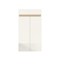 Mobile scarpiera multiuso ingresso 63x114h cm 2 ante 1 cassetto bianco lucido top rovere Noren