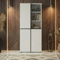 Mobile scarpiera 80x184h cm 3 ante 3 vani a giorno bianco Lolla