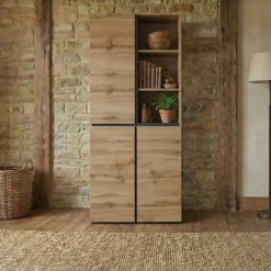 Mobile scarpiera 80x184h cm 3 ante 3 vani a giorno rovere Lolla