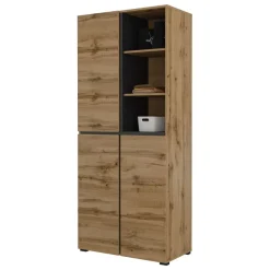Mobile scarpiera 80x184h cm 3 ante 3 vani a giorno rovere Lolla