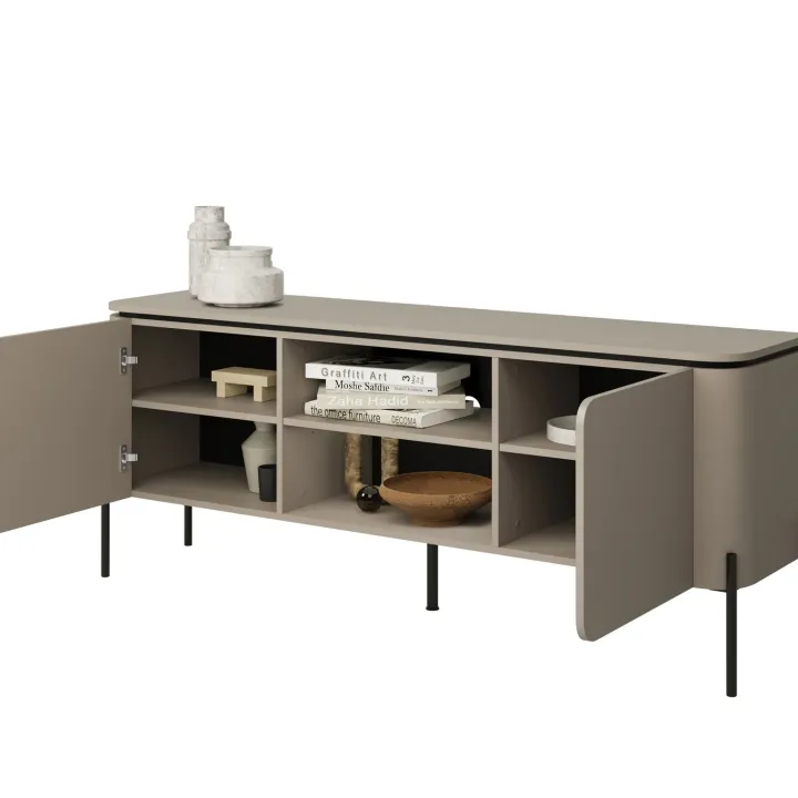 Mobile TV moderno 163x65h cm 2 ante 2 ripiani tortora Carty
