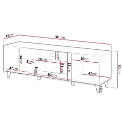 Mobile TV moderno 181x50h cm con caminetto elettrico cannettato antracite Essence