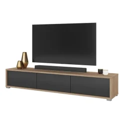 Mobile TV soggiorno sospeso 180x32h cm 3 ante a ribalta antracite rovere Glem