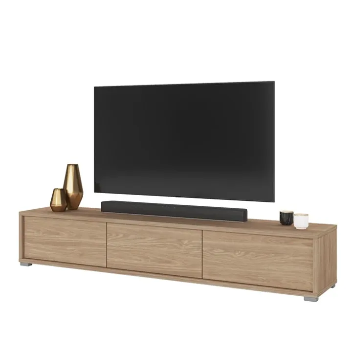 Mobile TV soggiorno sospeso 180x32h cm 3 ante a ribalta rovere Glem