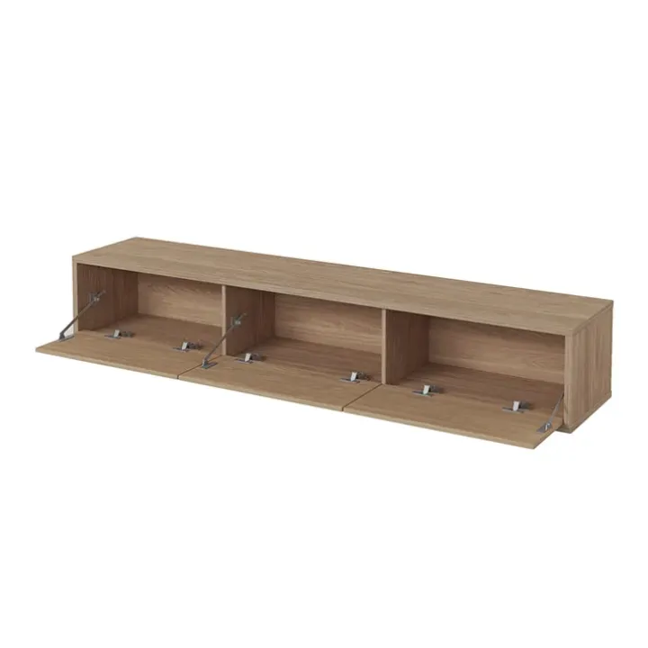 Mobile TV soggiorno sospeso 180x32h cm 3 ante a ribalta rovere Glem