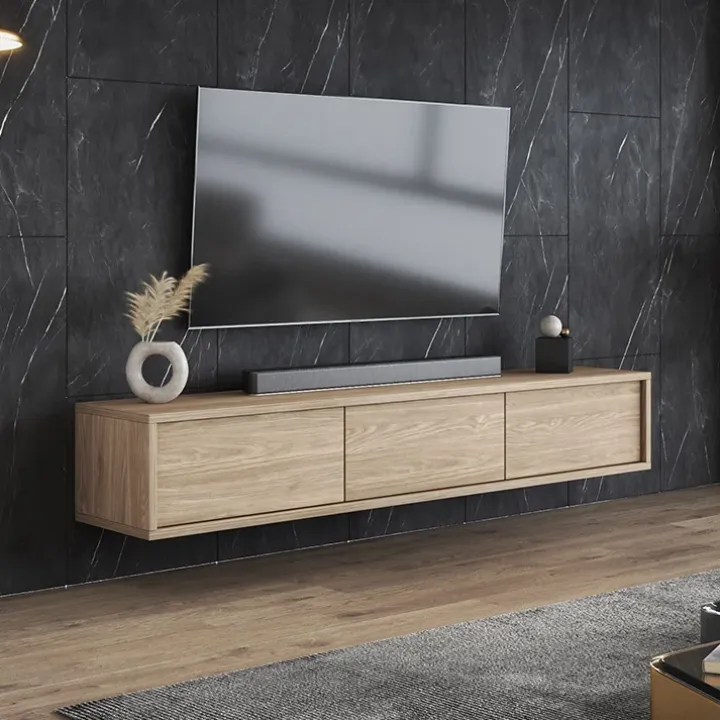 Mobile TV soggiorno sospeso 180x32h cm 3 ante a ribalta rovere Glem