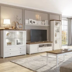 Mobile TV 181x61h cm 1 anta 1 cassetto bianco frassinato rovere Texel