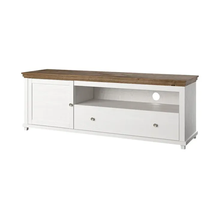 Mobile TV 181x61h cm 1 anta 1 cassetto bianco frassinato rovere Texel