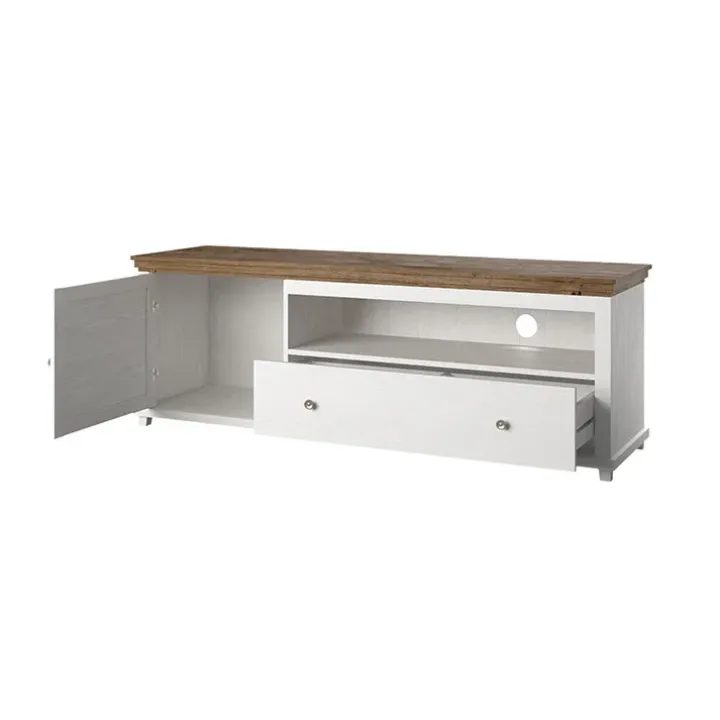 Mobile TV 181x61h cm 1 anta 1 cassetto bianco frassinato rovere Texel