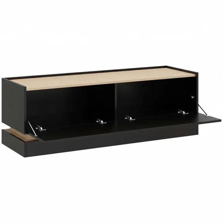 Mobile TV 150x47h cm 2 ante a ribalta nero rovere Rhea