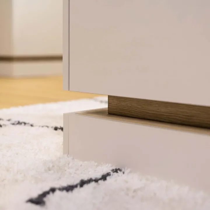 Mobile TV 200x47h cm 2 ante a ribalta 2 vani a vista beige rovere Rhea