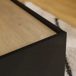 Mobile TV 200x47h cm 2 ante a ribalta 2 vani a vista nero rovere Rhea