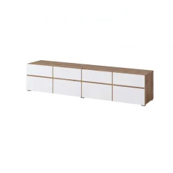 Mobile tv 225x49h cm 4 ante 4 cassetti bianco rovere Lolla
