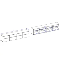 Mobile tv 225x49h cm 4 ante 4 cassetti bianco rovere Lolla