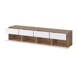 Mobile tv 225x49h cm 4 ante 4 cassetti bianco rovere Lolla