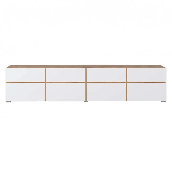 Mobile tv 225x49h cm 4 ante 4 cassetti bianco rovere Lolla