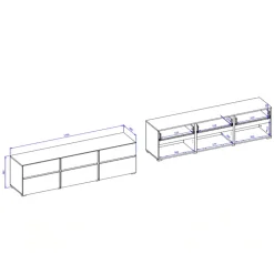 Mobile tv 180x49h cm 3 ante 3 cassetti bianco rovere Lolla