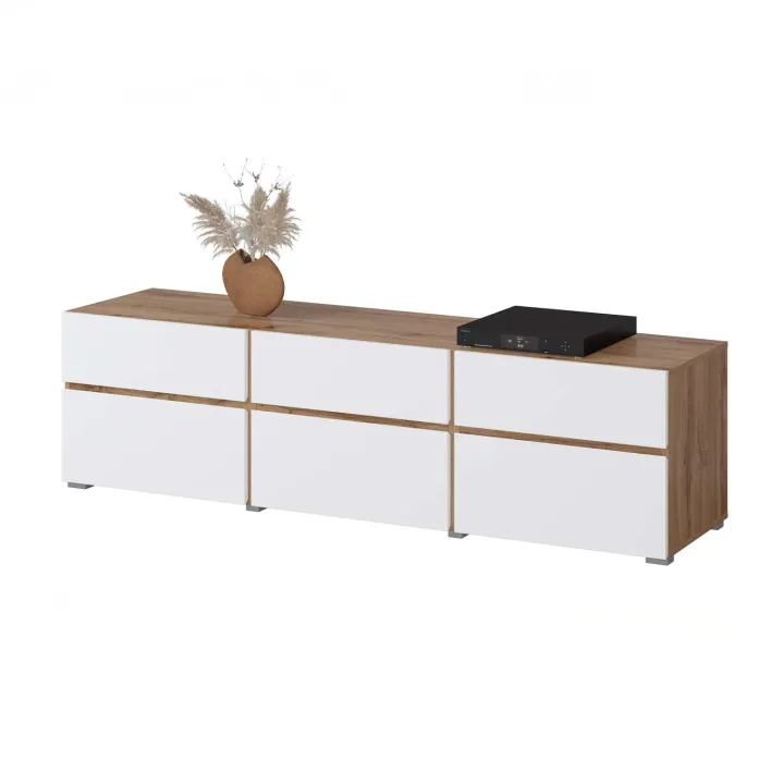 Mobile tv 180x49h cm 3 ante 3 cassetti bianco rovere Lolla