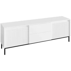 Mobile TV 174x60h cm 2 cassetti design cannettato bianco Strike