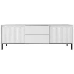 Mobile TV 174x60h cm 2 cassetti design cannettato bianco Strike