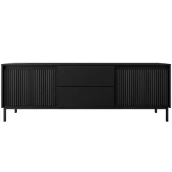 Mobile TV 174x60h cm 2 cassetti design cannettato nero Strike