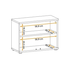 Modulo basso ingresso 2 ante 60x46h cm stampa a righe rovere rustico antracite California Gihome®