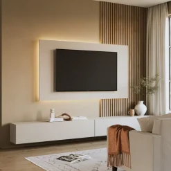 Pannello porta tv 180x100h cm beige cashmere Sunset