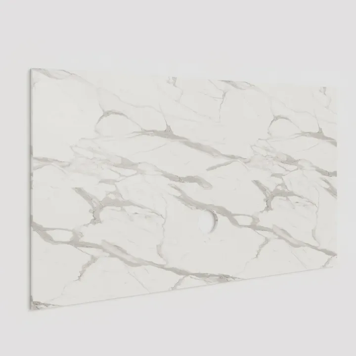 Pannello porta tv 180x100h cm effetto marmo bianco Sunset