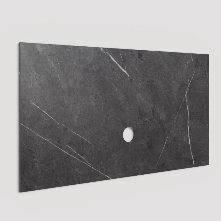 Pannello porta tv 180x100h cm effetto marmo nero Sunset