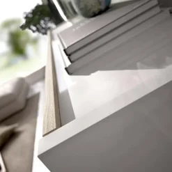 Parete attrezzata componibile 260x175h cm rovere bianco lucido Emily