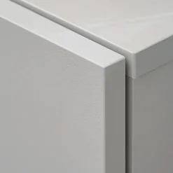 Parete attrezzata con biocamino 200x150h cm pannello effetto cannettato grigio perla rovere Luvox