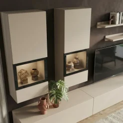 Parete attrezzata moderna 270x176h cm beige cashmere Emotion Gihome®