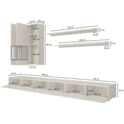 Parete attrezzata moderna 270x176h cm beige cashmere Emotion Gihome®