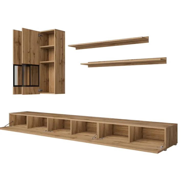 Parete attrezzata moderna 270x176h cm rovere rustico Emotion Gihome®