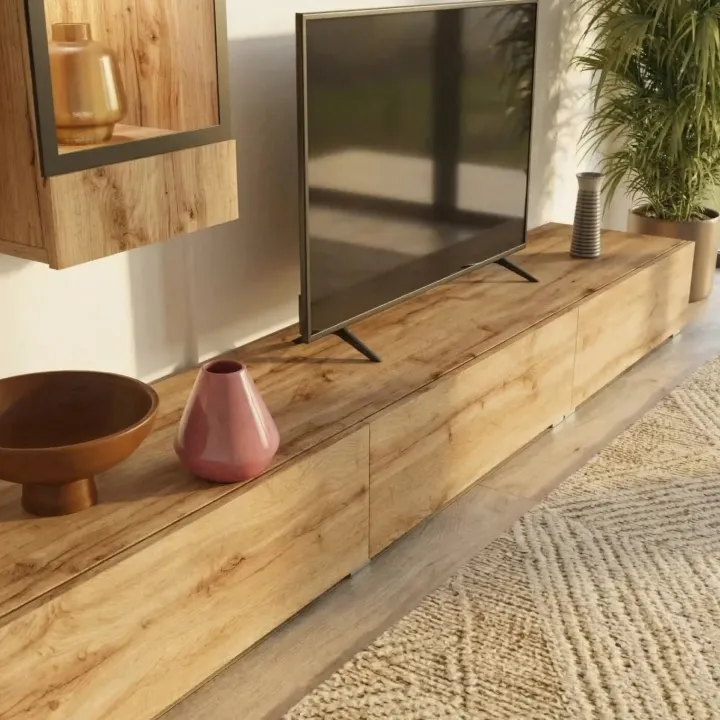 Parete attrezzata moderna 270x176h cm rovere rustico Emotion Gihome®