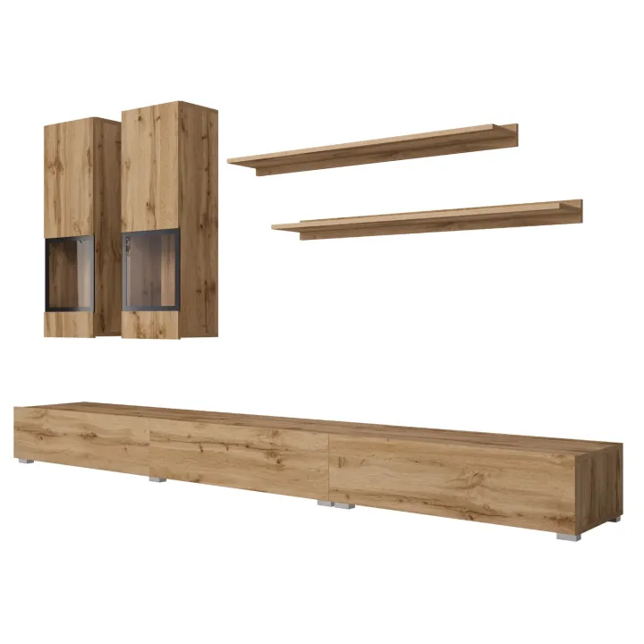 Parete attrezzata moderna 270x176h cm rovere rustico Emotion Gihome®