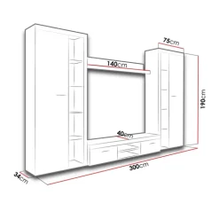 Parete attrezzata soggiorno 300x190h cm con porta tv bianco Haarlem